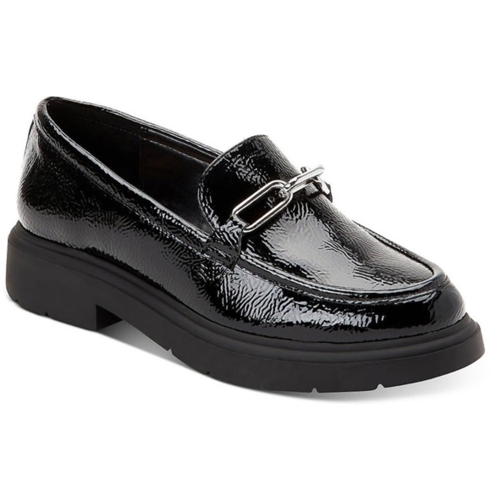NWOT WOMENS 7.5 ALFANI STEP AND FLEX CHAIN ACCENT LOAFERS